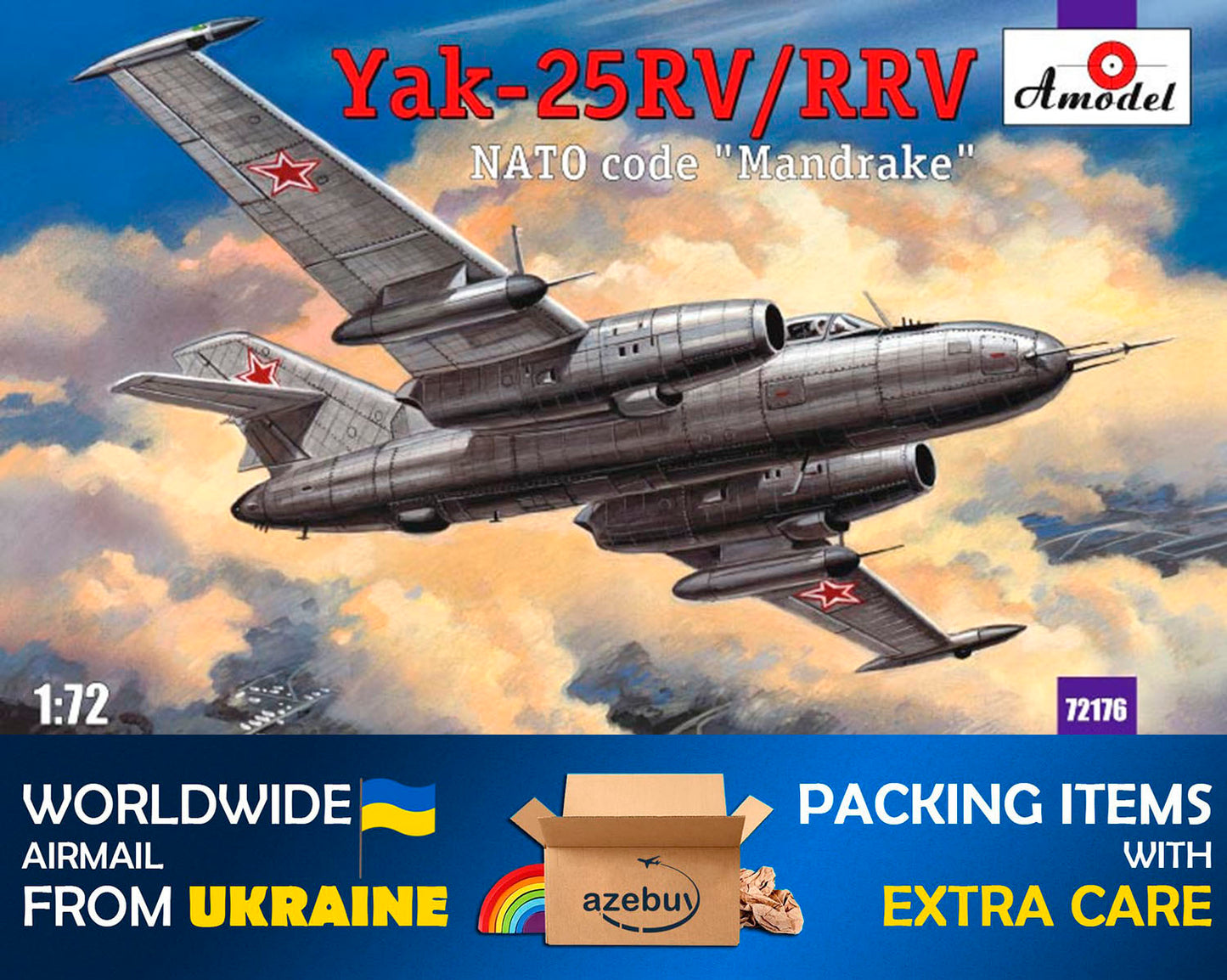 Yakovlev Yak-25RV/RRV "Mandrake" 1/72 Scale Plastic Model Kit Amodel 72176