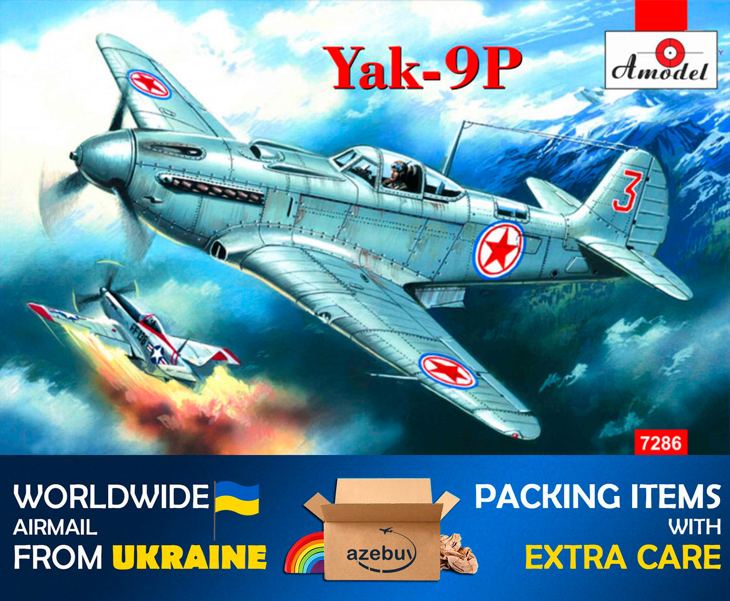 Yak-9P Soviet Fighter 1942 Year 1/72 Scale Plastic Model Kit Amodel 7286