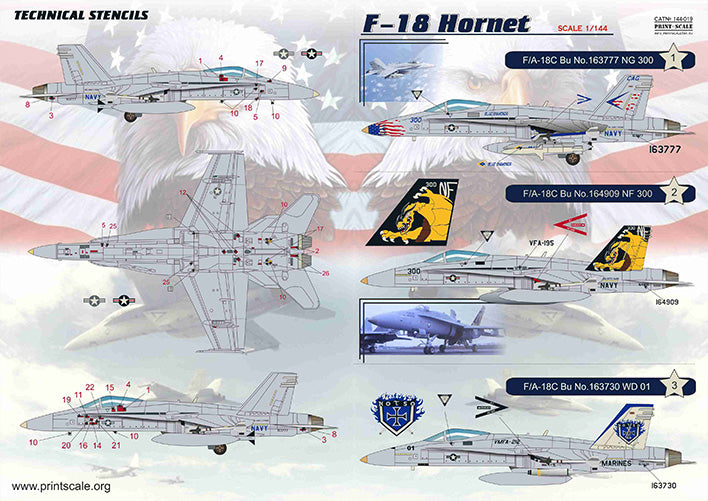 F-18 Hornet 1983 Year 1/144 Scale Decals Print Scale 144-019