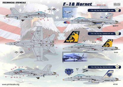 F-18 Hornet 1983 Year 1/144 Scale Decals Print Scale 144-019