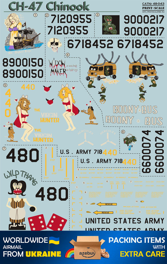 CH-47 Chinook 1962 Year 1/48 Scale Decal Print Scale 48-043