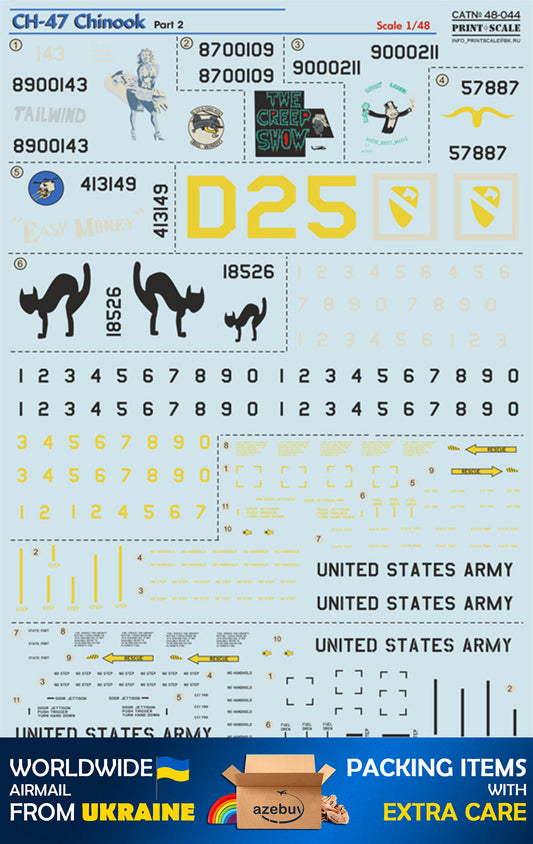 CH-47 Chinook 1962 Year 1/48 Scale Decal Print Scale 48-044