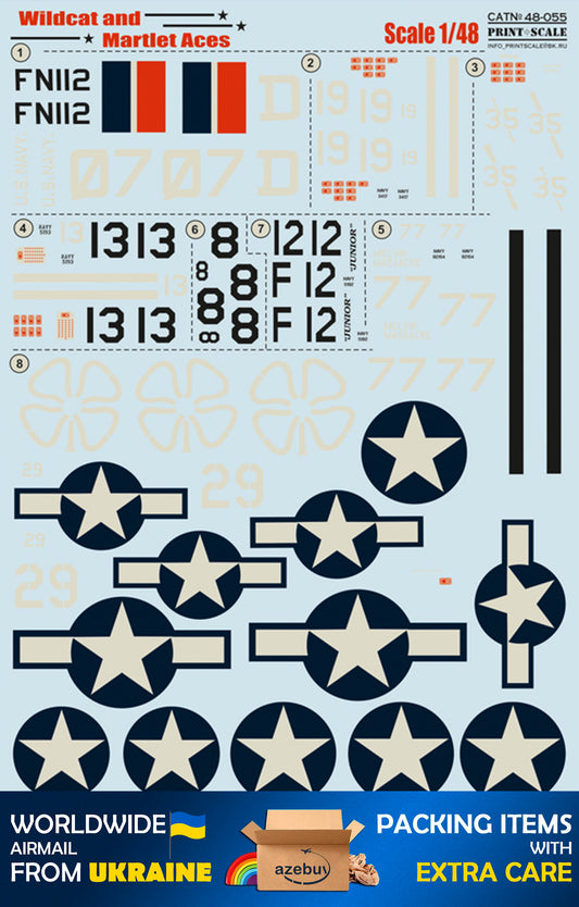 Wildcat and Martlet Aces 1940 Year 1/48 Scale Decal Print Scale 48-055