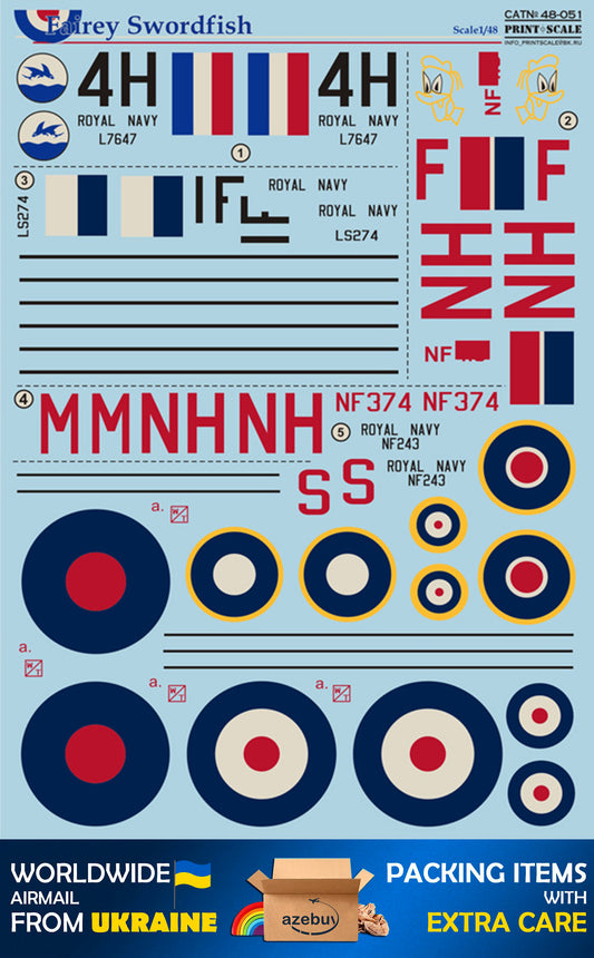 Fairey Swordfish 1936 Year 1/48 Scale Decal Print Scale 48-051