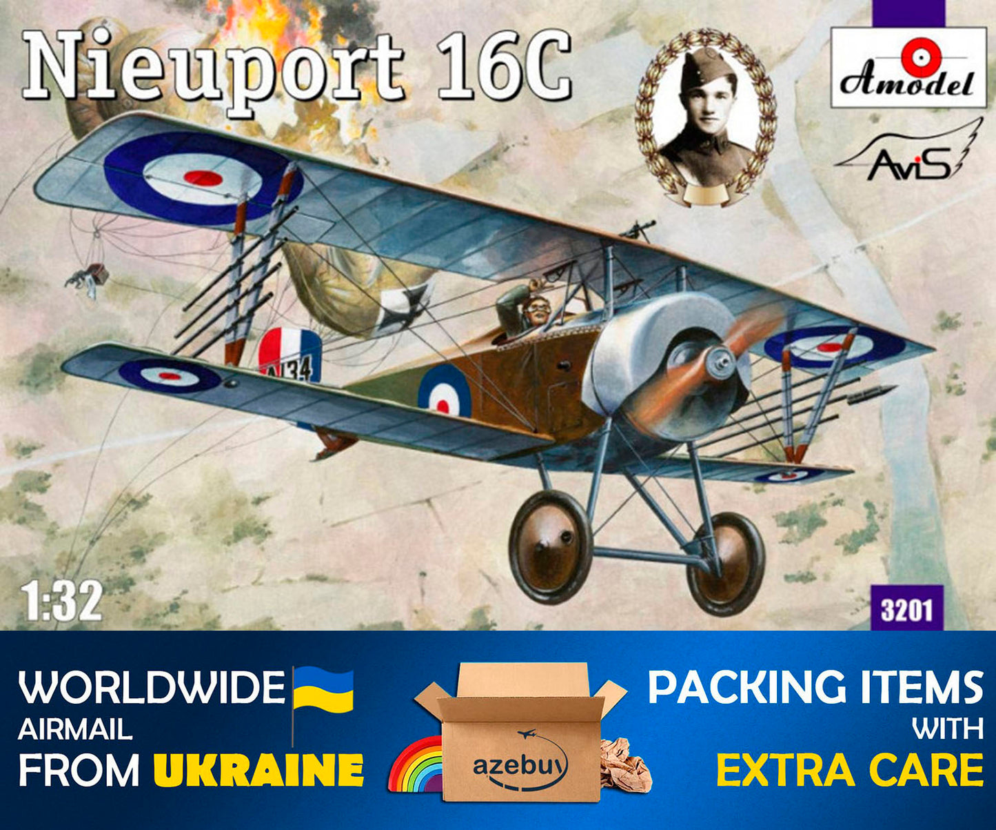 Nieuport 16C (A134) 1916 Year 1/32 Scale Plastic Model Kit Amodel 3201
