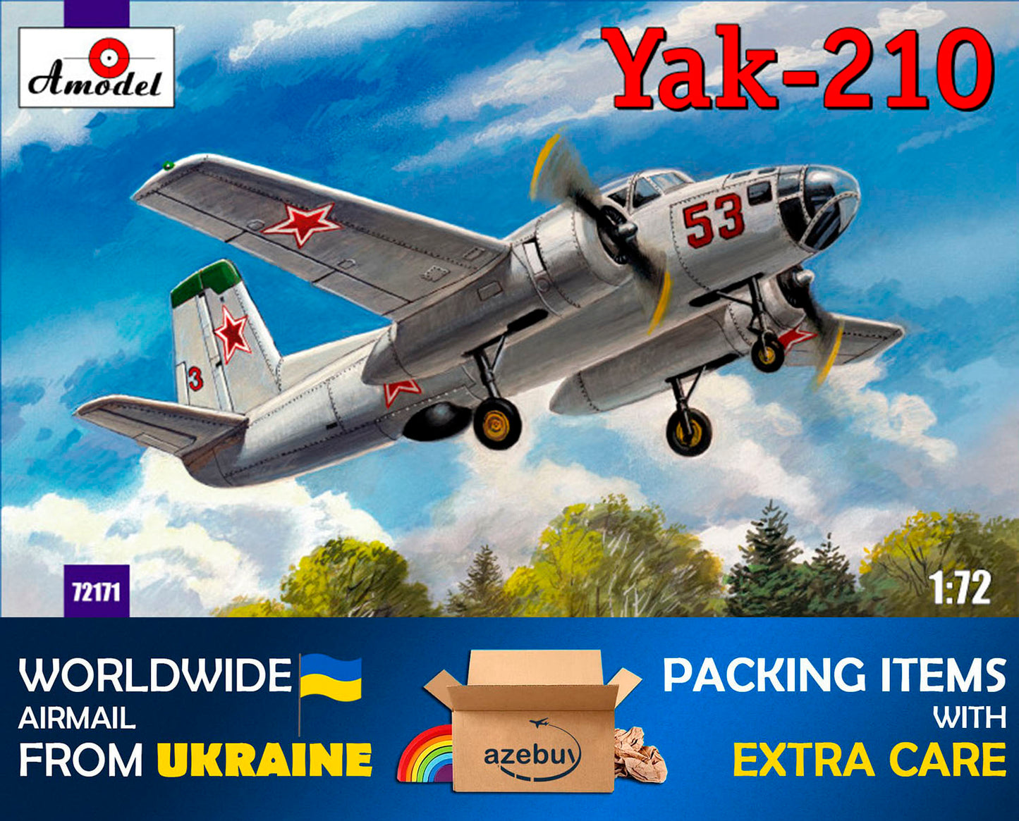 Yak-210 Soviet Trainer Aircarft 1/72 Scale Plastic Model Kit Amodel 72171